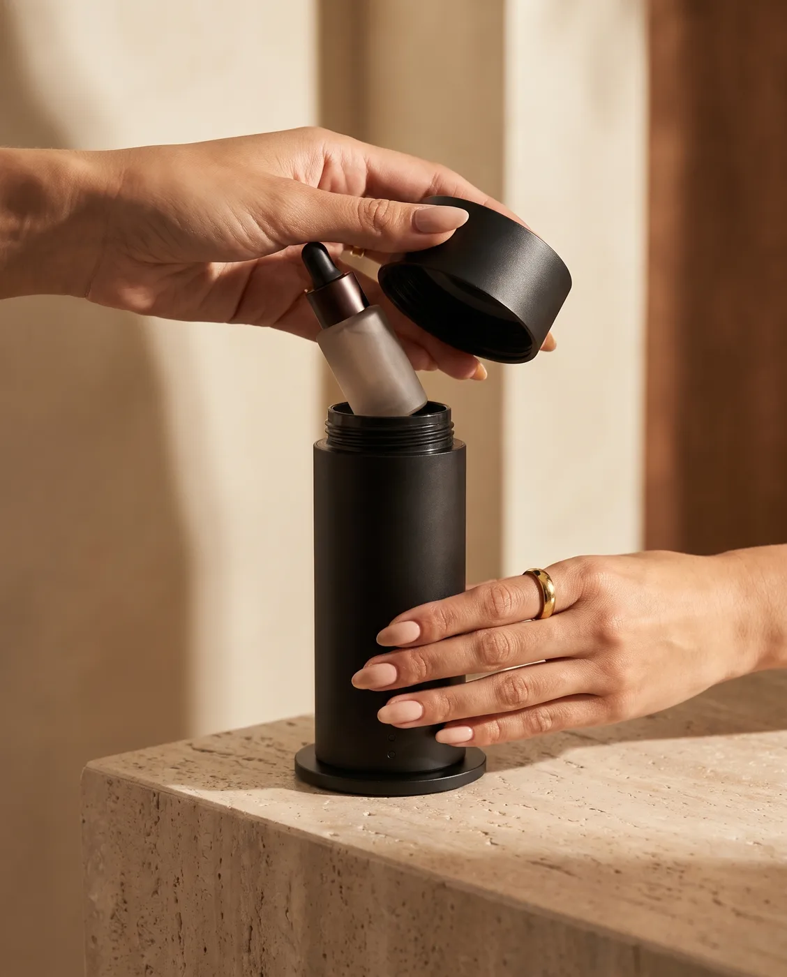 Dropping a fragrance oil into the diffuser